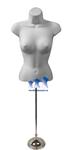Female Torso Form, White with Tall Adjustable Mannequin Stand, Trumpet Base